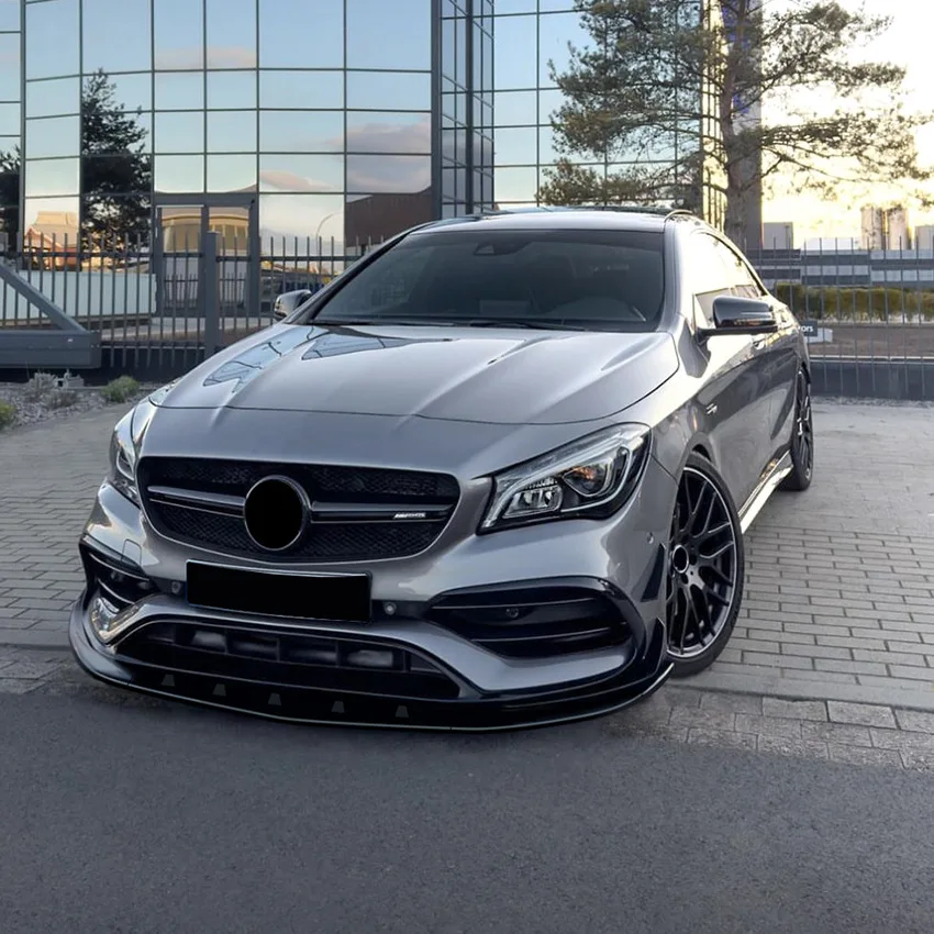 Gloss Black Front Bumper Lip Diffuser Spoiler For Mercedes-Benz CLA-Class C117 CLA200 260 CLA45 AMG 2016-2019