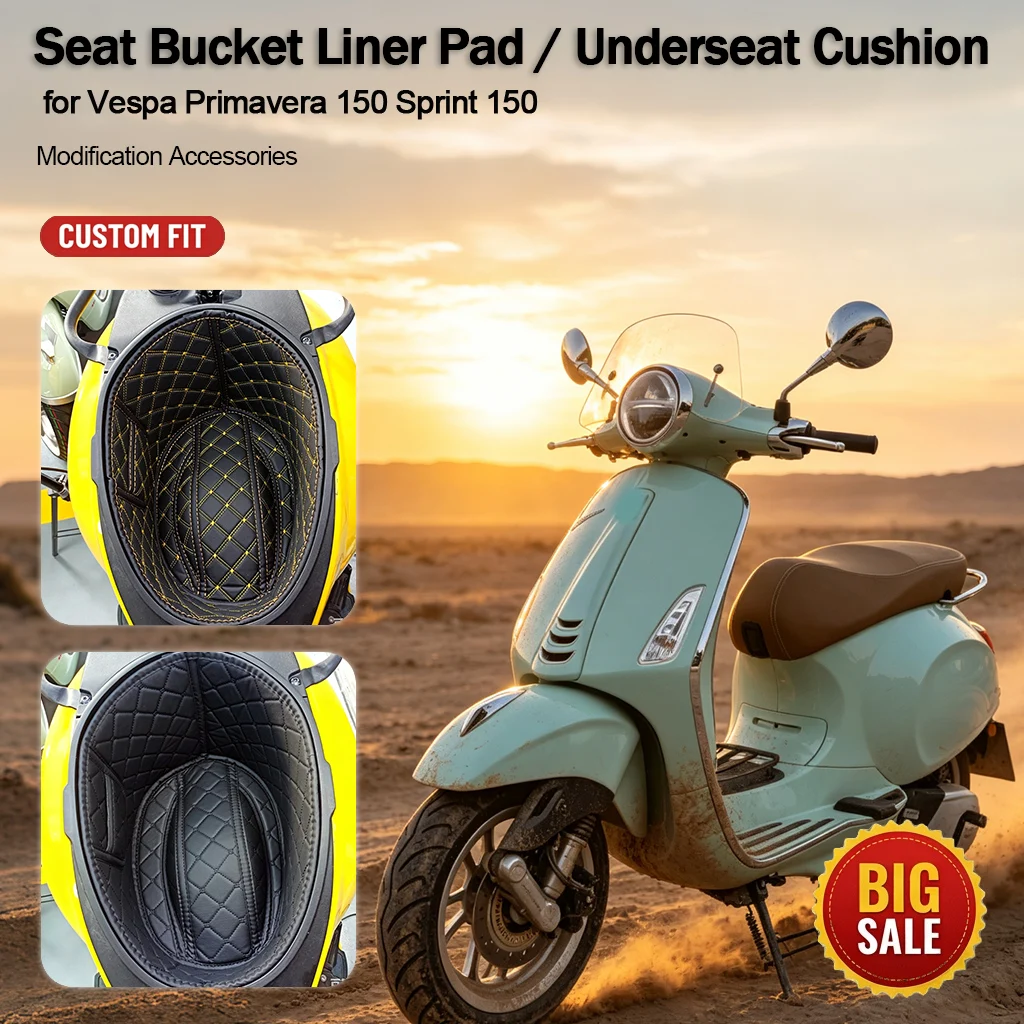 Seat Bucket Liner Pad for Vespa Primavera 150 Sprint 150, Motorcycle Underseat Storage Inner Cushion Modified Accessories