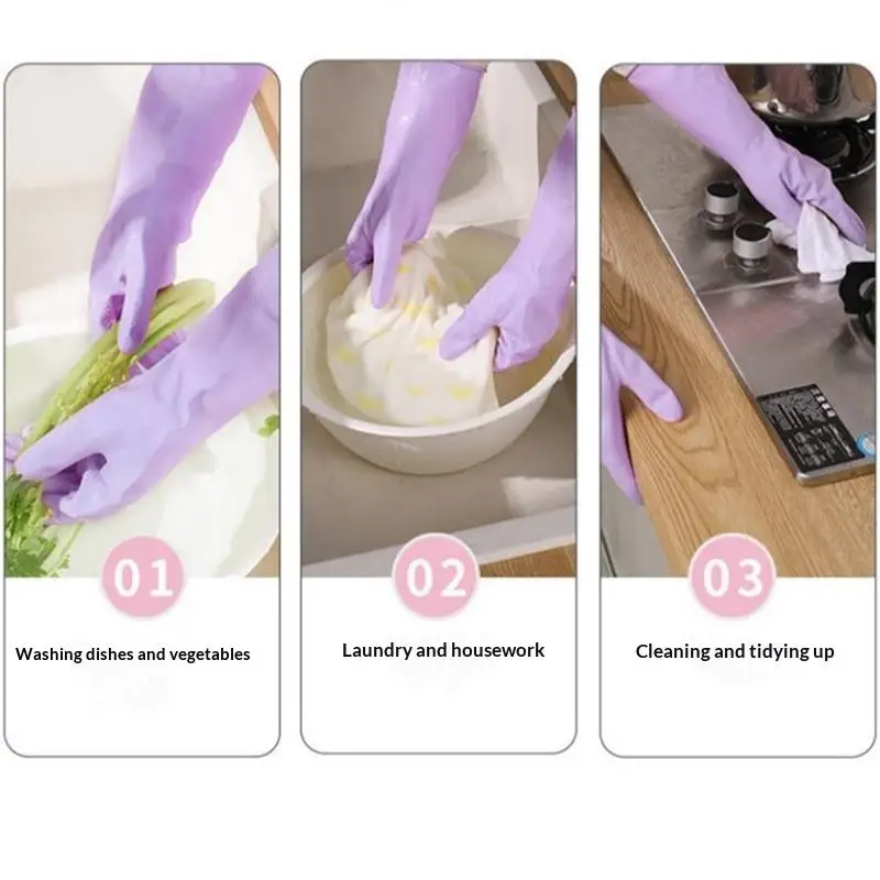 1Pair Latex Dish Washing Glove Water Resistant Reusable Rubber Glove