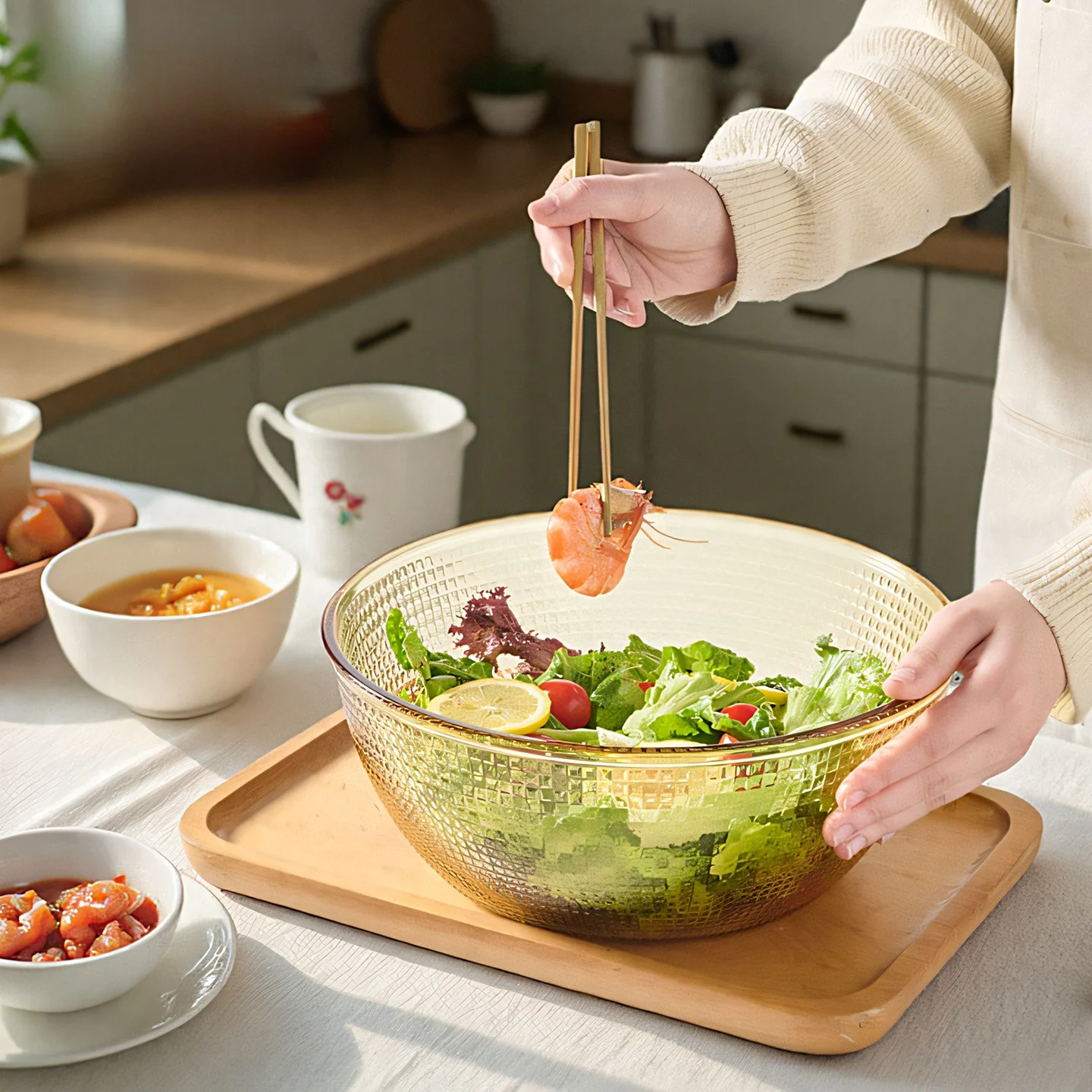 

Прозрачная стеклянная миска Vermandois, термостойкая, большой емкости, для кухни, супов, лапши, овощей, салатов, для домашнего использования