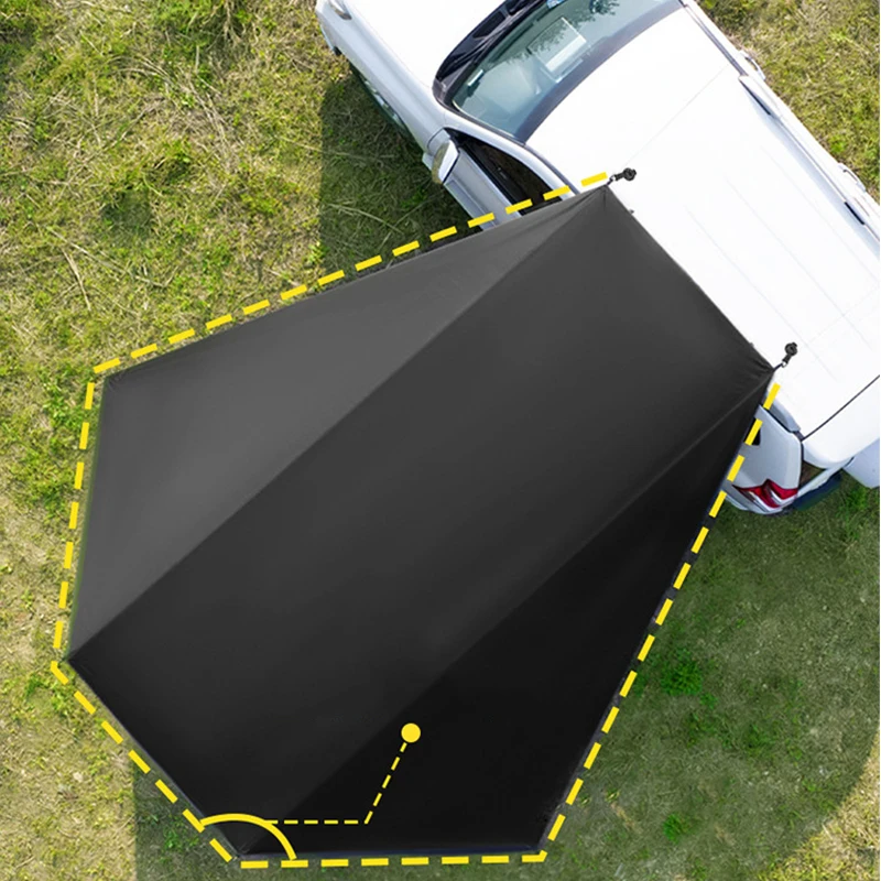 General Bat Wing SUV Side Awning 2.8x3.8m Triple Black-Coated 99% Waterproof Car Shelter for Camping with Mounting Kit
