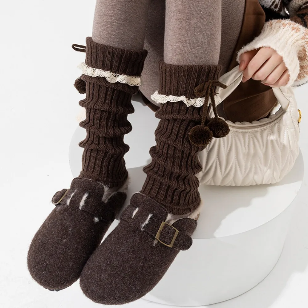 

Kawaii Y2K Knitted Leg Covers Lace Sweet Women's Leg Warmers Soft Breathable Lolita Bowknot Boots Cover Home Wear