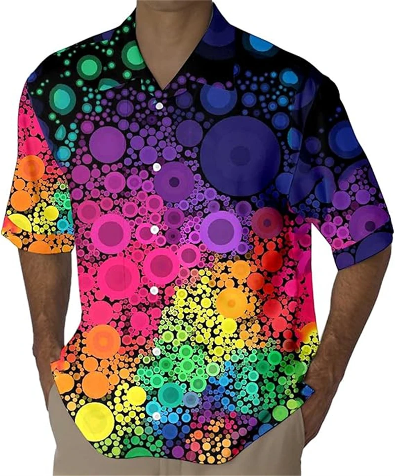 

Carnival Casual Shirt 3D Print Colorful Graffiti Loose Summer Shirts Male Short Sleeve Harajuku Pattern Oversized Women Blouses