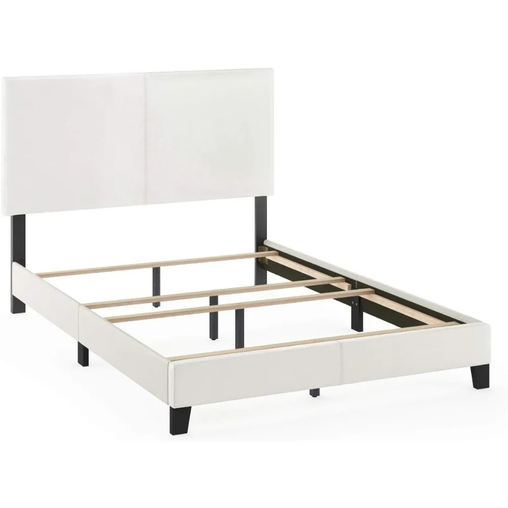 

FURINNO Pessac PU Leather Upholstered Platform, Full, White