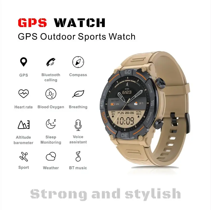 NORTH EDGE GPS Smart Watch 360*360 HD Screen IP68 Waterproof Altitude Barometer Compass Tracking Smartwatch for Men VS Stratos 3