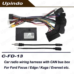 Car Radio Cable Android Head Unit Power Wiring Harness Socket Connector with CANBus for Ford Ranger Focus Edge Kuga Everest