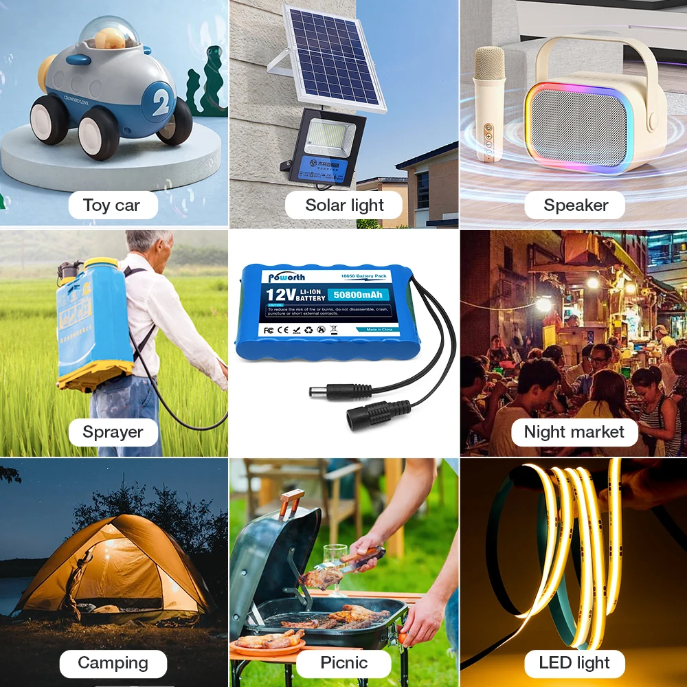 12,6V 50,8Ah dobíjecí lithium-iontová baterie NOVÁ přenosná Super 12V 50800mah baterie s kapacitou DC CCTV kamera + nabíječka - náhled 3