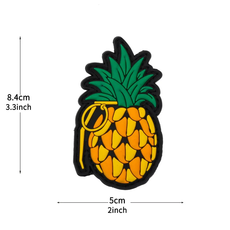 1Pcs Peach Flame Grenade Pineapple 3D PVC Patch Fun Fruits Hook&Loop Morale Badge Backpack Helmet Stickers Patches for Clothing