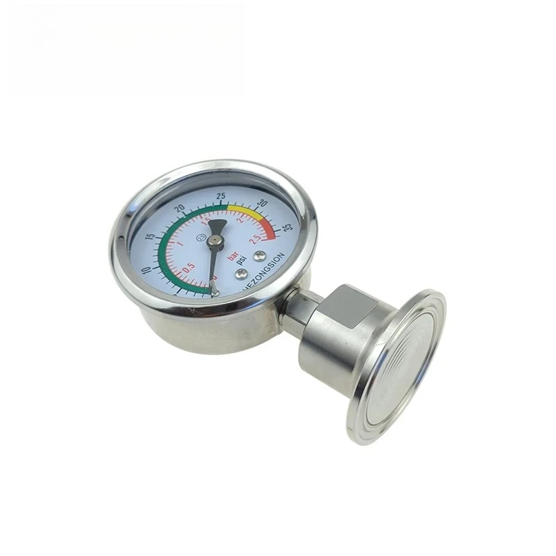 

Манометр с диафрагмой 1,5 дюйма, из нержавеющей стали SS316L, три цвета, шкала 0-2,5/0-4 бар/psi