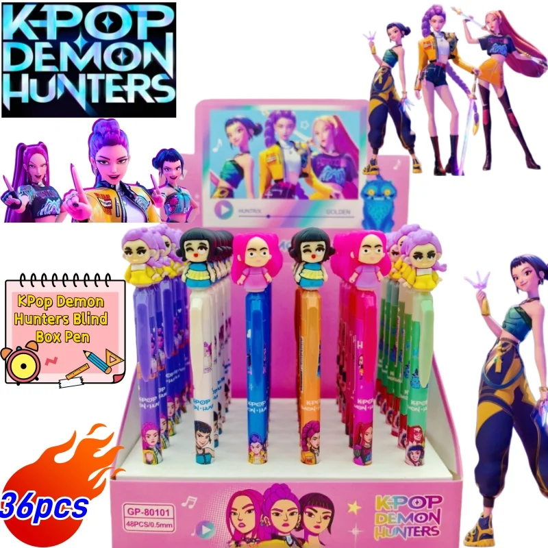 

KPop Demon Hunters Rumi Mira Zoey Blind Box Гелевая ручка Креативная ценная аниме-кукла Мягкая резиновая головка Push Черная быстросохнущая ручка