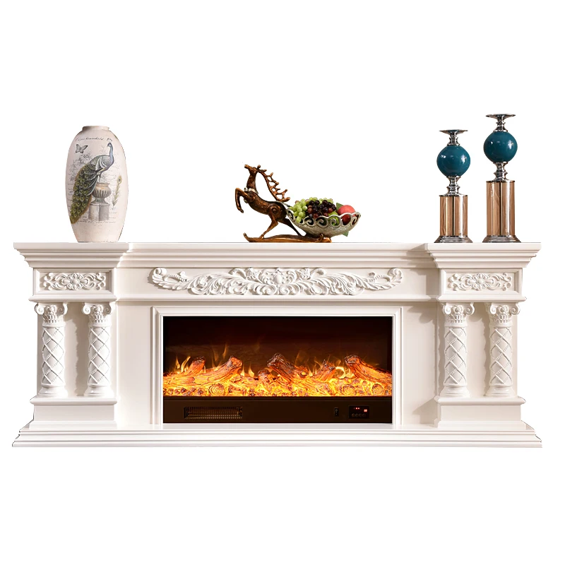 Electronic Fireplace 180cm Long Fake Flame Heating European Relief American Retro Classic Living Room Library Coffee Shop