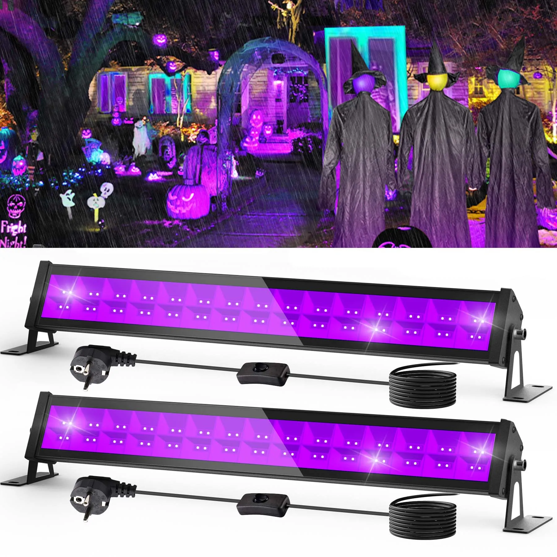 1/2pcs 60LEDS UV Floodlight 400-405NM Fluorescen Glow Ultraviolet Black Light Party Stage Disco LED Backlight for Bar Dj