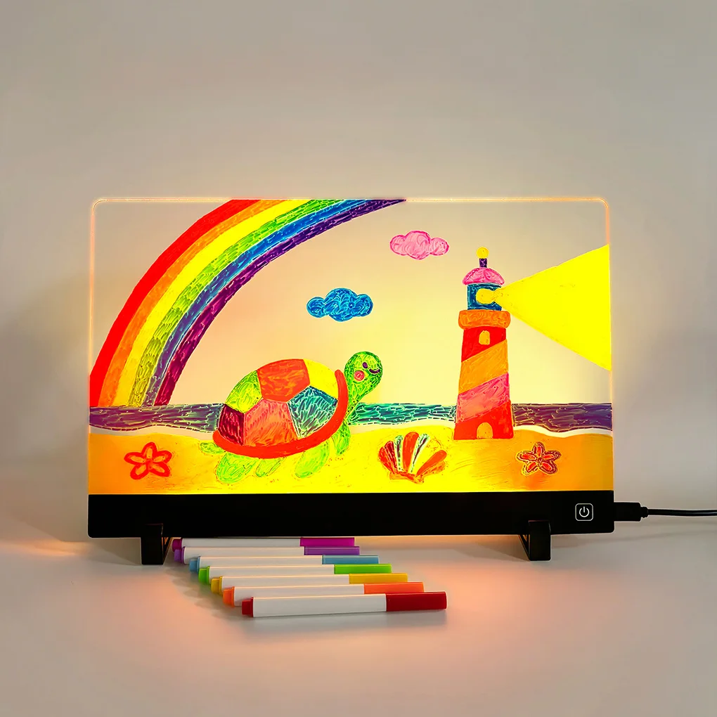 Kids Drawing Board Reusable LCD Tablet Erasable Light-Up Doodle Pad for Children Fun Educational Toy Menu Board