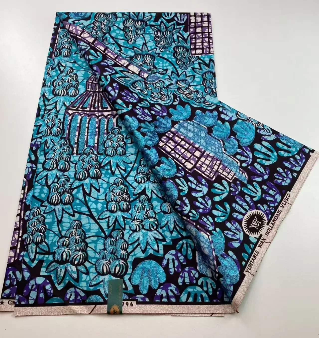 

Горячая супервысококачественная африканская восковая ткань, хлопковый материал, большой воск, Анкара, блеск, серый цвет, золотой блеск, вещи, батик, 6 ярдов