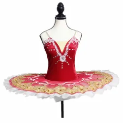 Red Velvet Ballet Tutu Skirt Costumes White Swan Performance Clothing Leotards for Girls