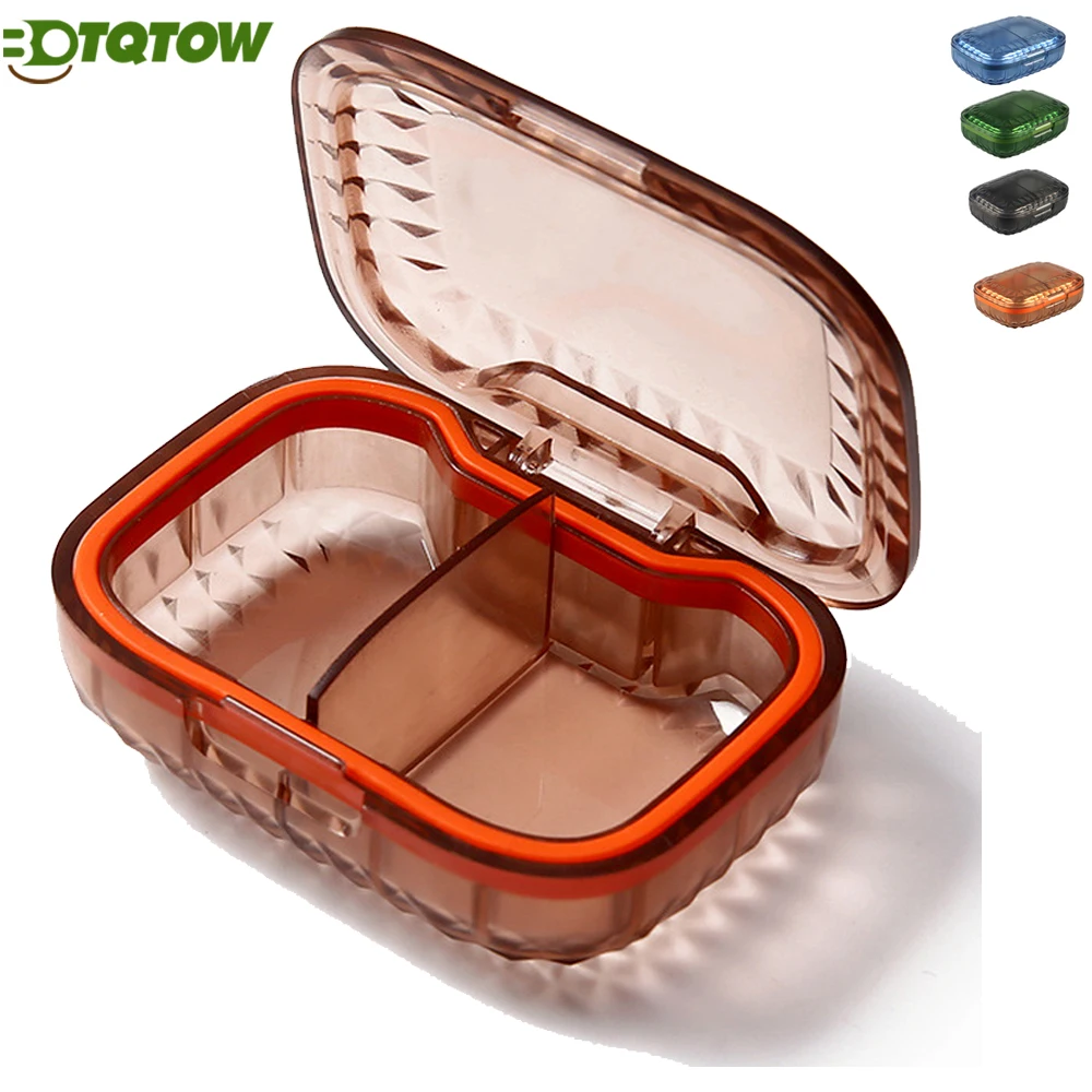 1PCS Small Pill Case,2 Compartment Travel Pill Organizer for Purse,Pocket Pharmacy, Daily Medicine Container for AM PM Pills