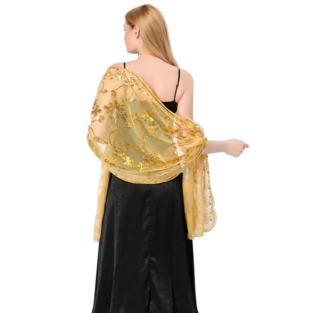 Spring Fashion Shawl Elegant Sequin Flower Shawl for Women Lightweight Versatile Wrap for Curvy Figures Oversized Wear Scarf