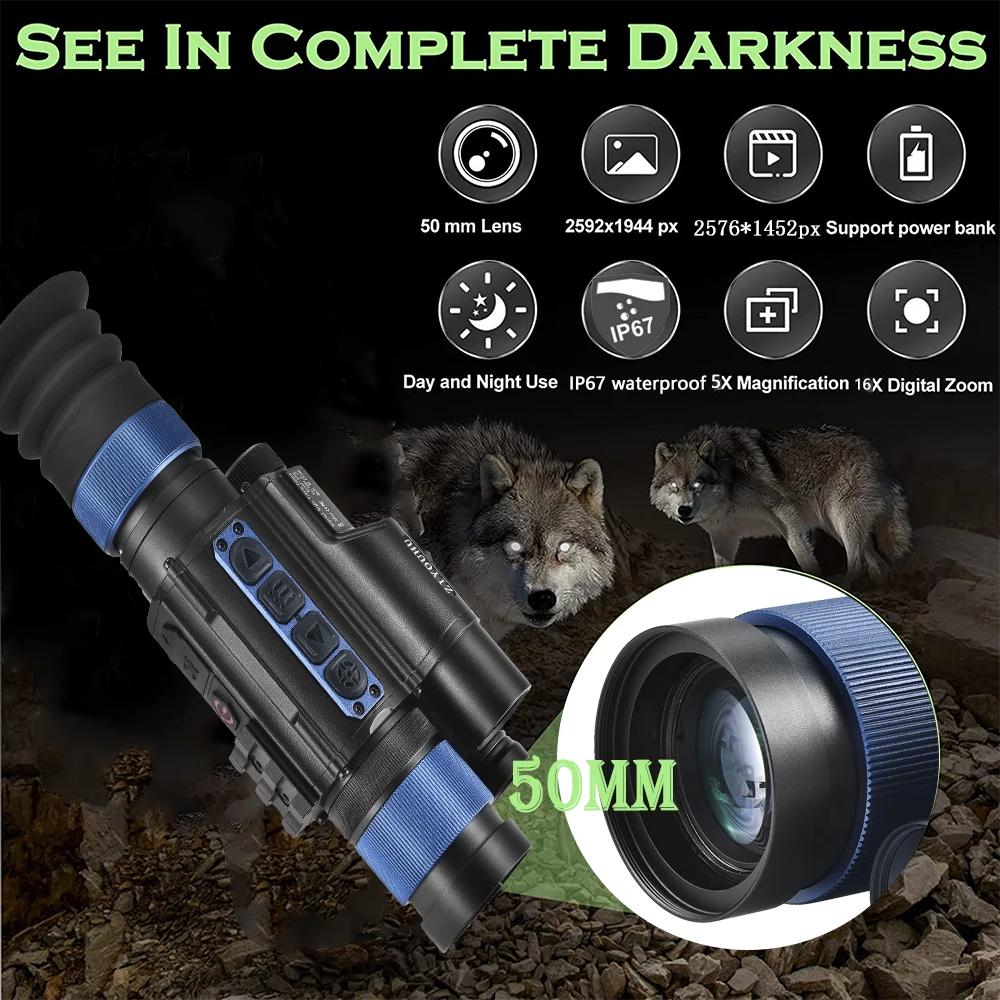 ZIYOUHU MLT-400L Handheld HD Distance Measuring Night Vision Device Outdoor Search WIFI Link