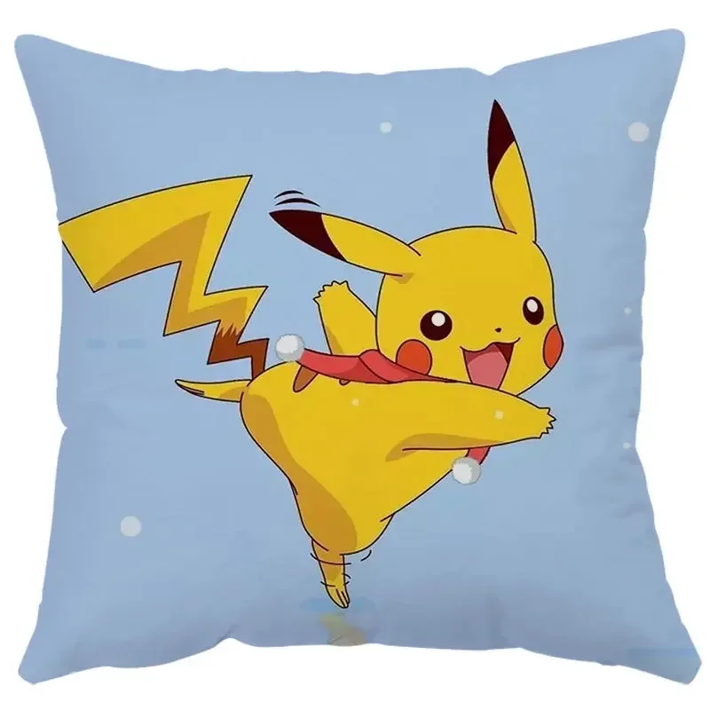 Disney Cute Cartoon Pikachu Flannel Pillow Cover Cushion Bed Nap Pillow Doll Doll Hold Cushion Cover