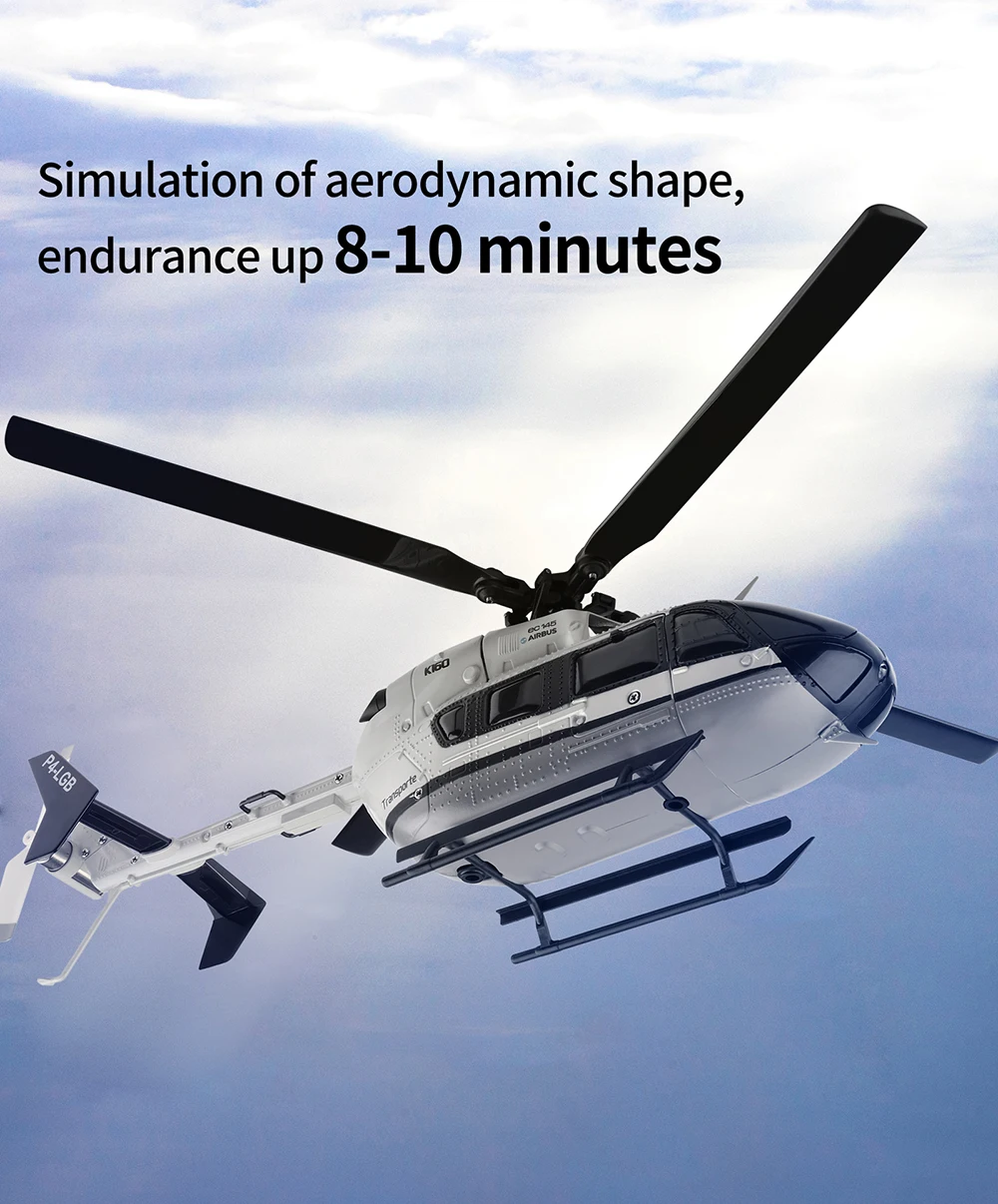 Nowy helikopter RC WLToys K160 z silnikiem bezszczotkowym, samolot 2.4GHz 4CH z 6-osiowym żyroskopem, model EC-145