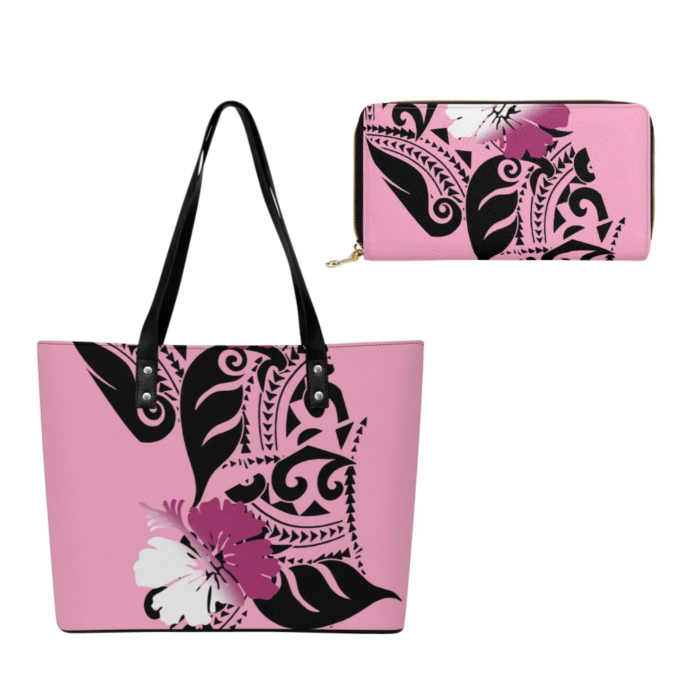

Custom HD Polynesian Print 2025 Combo Bag Wallet Handbag Duo Fresh Tribal Art Shopping Festival Essential
