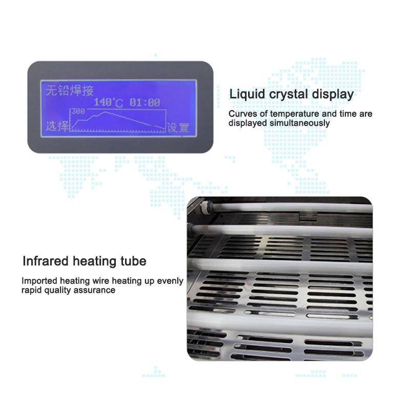 

ZB2520HL-250x200MM Desktop High Performance Precision Lead-Free Reflux Furnace Spot Welder 1600 W Infrared SMT Soldering Machine