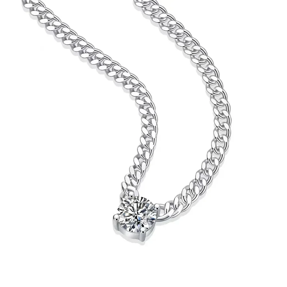 

Lycfn 1/2/3ct Moissanite Colorful Cuban Chain 925 Sterling Silver 18k Gold Plated With GAR Necklace for Women Men Fine Jewelry