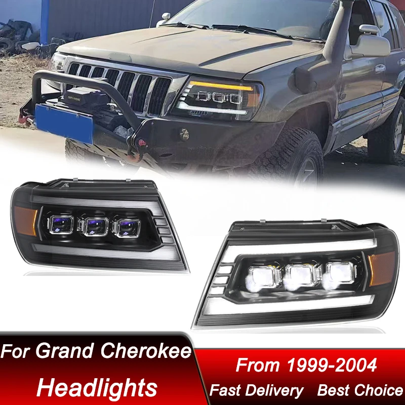 

Hot styling Car Headlights For Jeep Grand Cherokee 99-04 new style LED Headlamp Assembly Upgrade Projector Lens Accessories Kit