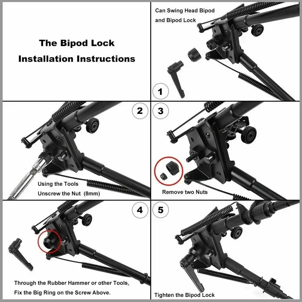 Tactical S-Lock for Swivel Series Harris Rifle Bipod Mount and Caldwell Pivot Model Bipod