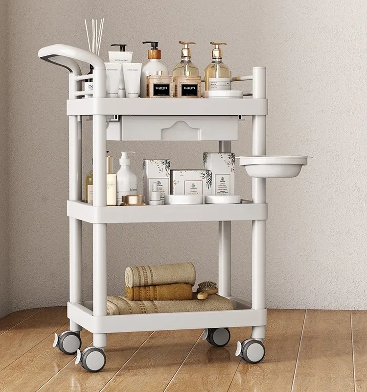 Medical Rolling Manicure Salon Trolley Cosmetic Tattoo Storage Salon Trolley Lash Barber Carrello Attrezzi Beauty Furniture KMST