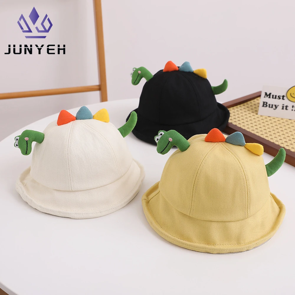 Cartoon Dinosaur Fisherman Hats Children's Spring Summer Baby Basin Hat Sun Visor Boy Girl Bucket Hat Caps For Kids 1-5 Years