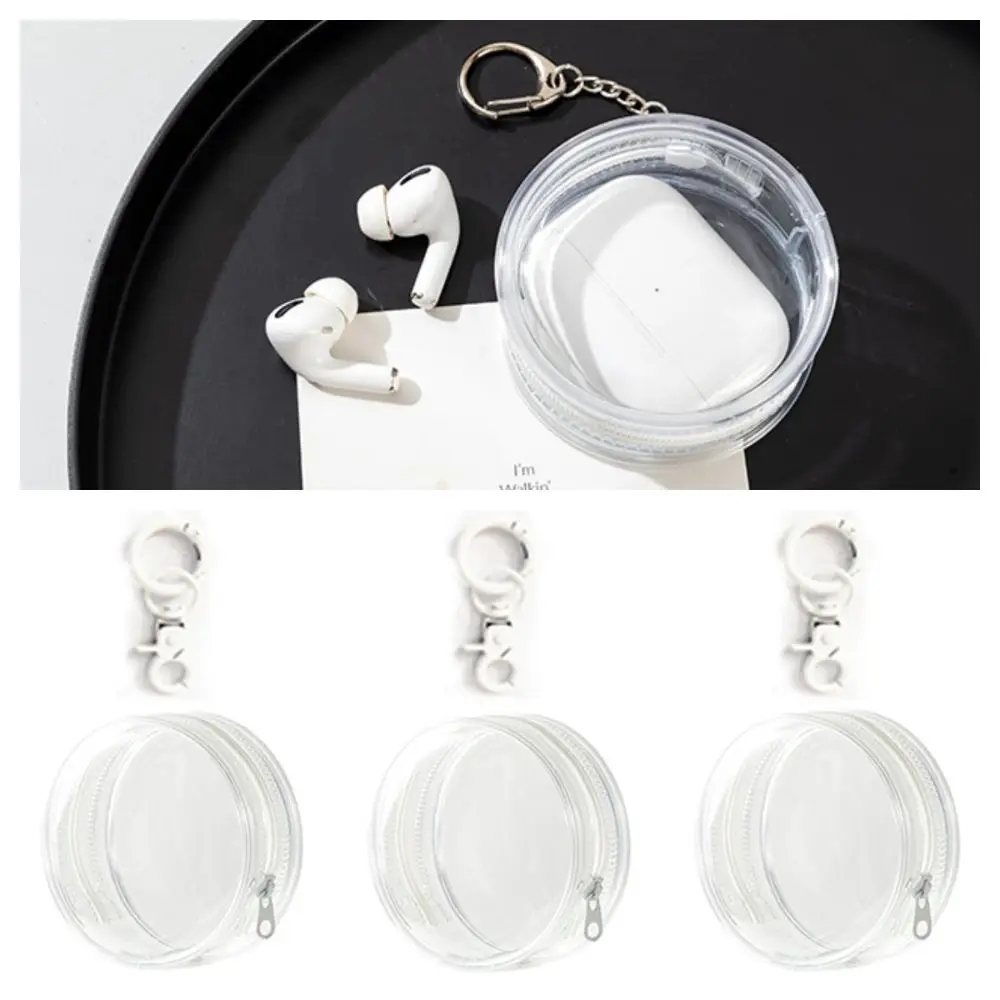 Transparent Clear Outdoor Bag Dia.6.3/7/8cm Earphone Key Data Cable Data Cable Storage Bag Bag Decoration Gift Doll Display Box