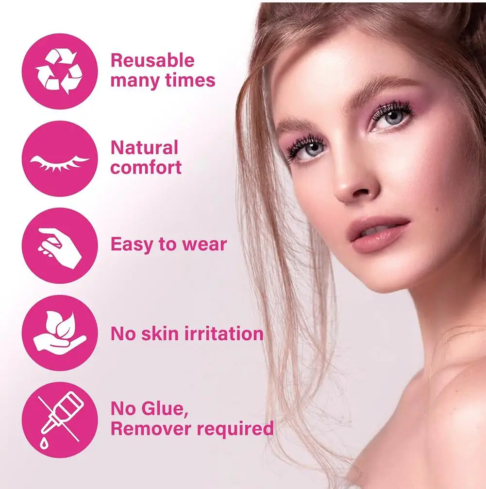 مجموعة الرموش المغناطيسية رموش ماكياج قابلة لإعادة الاستخدام لا غراء سهلة الارتداء أنماط متعددة ثلاثية الأبعاد حليقة الرموش الصناعية المغناطيسية أداة