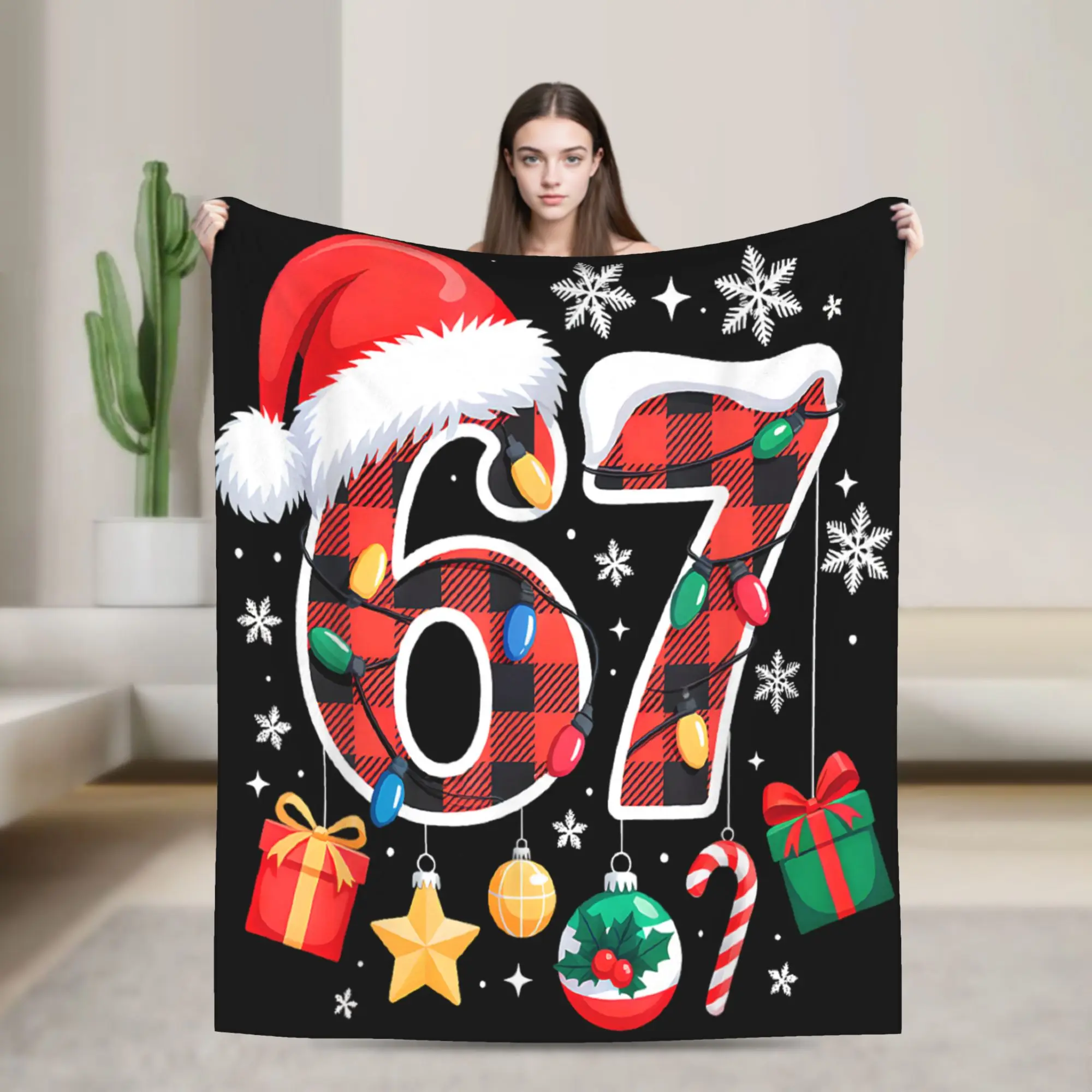 

67 Christmas Red Plaid 6 7 Six Seven Christmas Blanket Warm Soft Fluffy Plush Bedding Throws For Flannel Bedspread Bed Cover