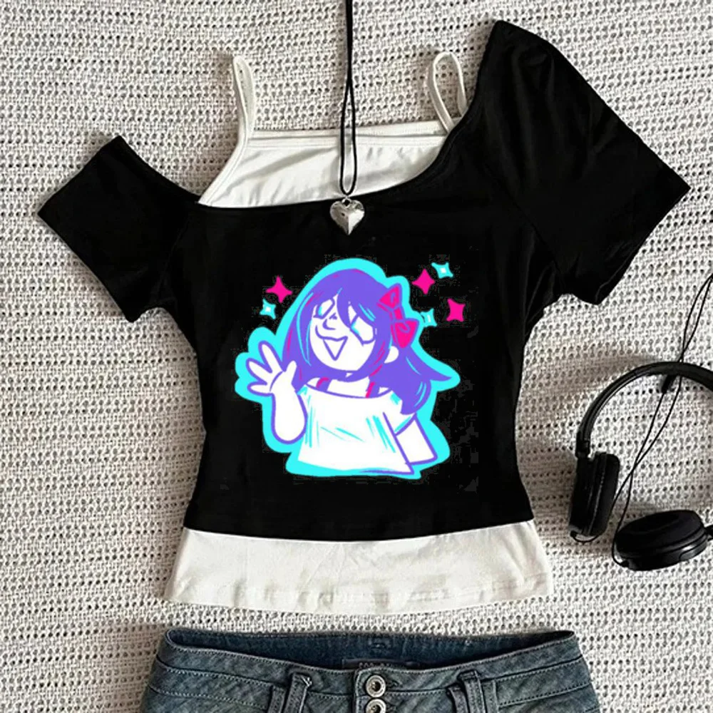 Omori crop top women graphic clearance sales dollette japan meme top tees dollette grunge cheap