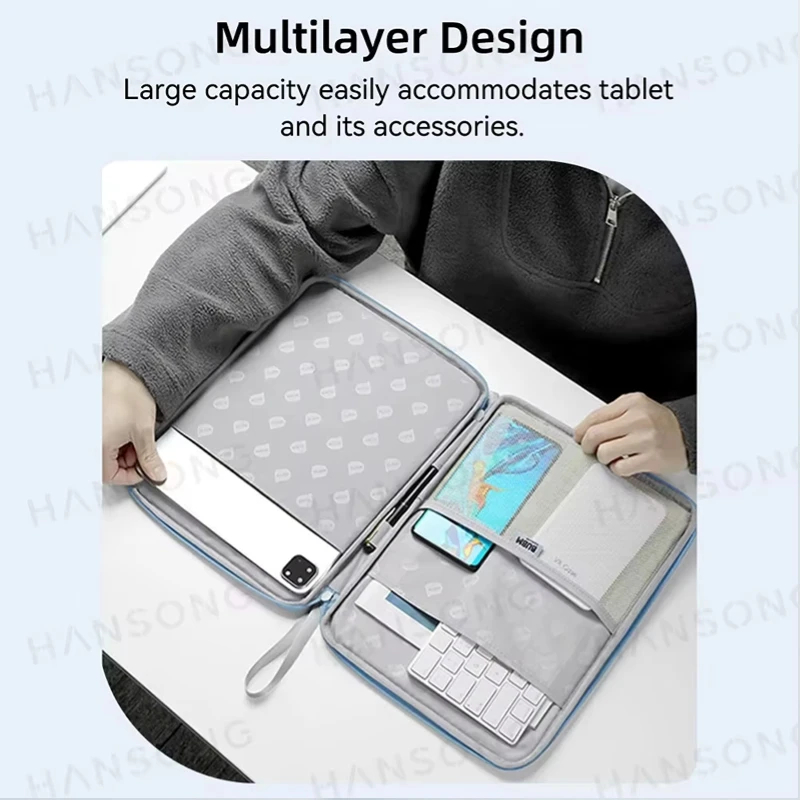 Funda para tableta de 7,9-12,9 pulgadas, funda para iPad Pro, Samsung, Xiaomi, Lenovo, funda, bolsa a prueba de golpes, múltiples bolsillos