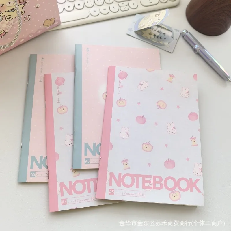 Apple Rabbit Ins Notebook A5 Japanese Healing Girl High-value Notebook Horizontal Line Book Thickened Journal  Cute Notebook