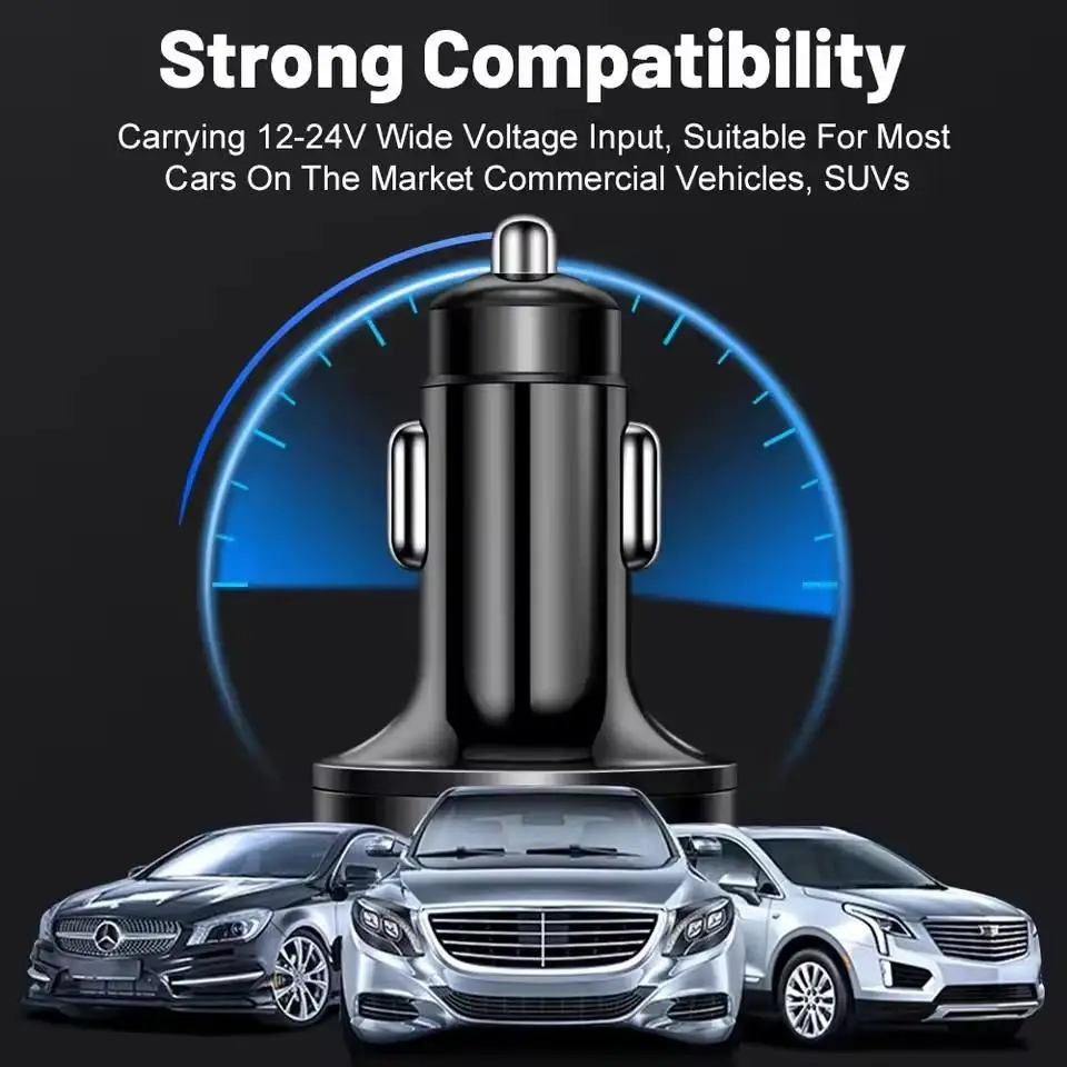 300W PD Car Charger 6 Ports Fast Charging QC3.0 USB C Car Phone Charger Type C Adapter Dual PD Super Fast with Digital Display view 5