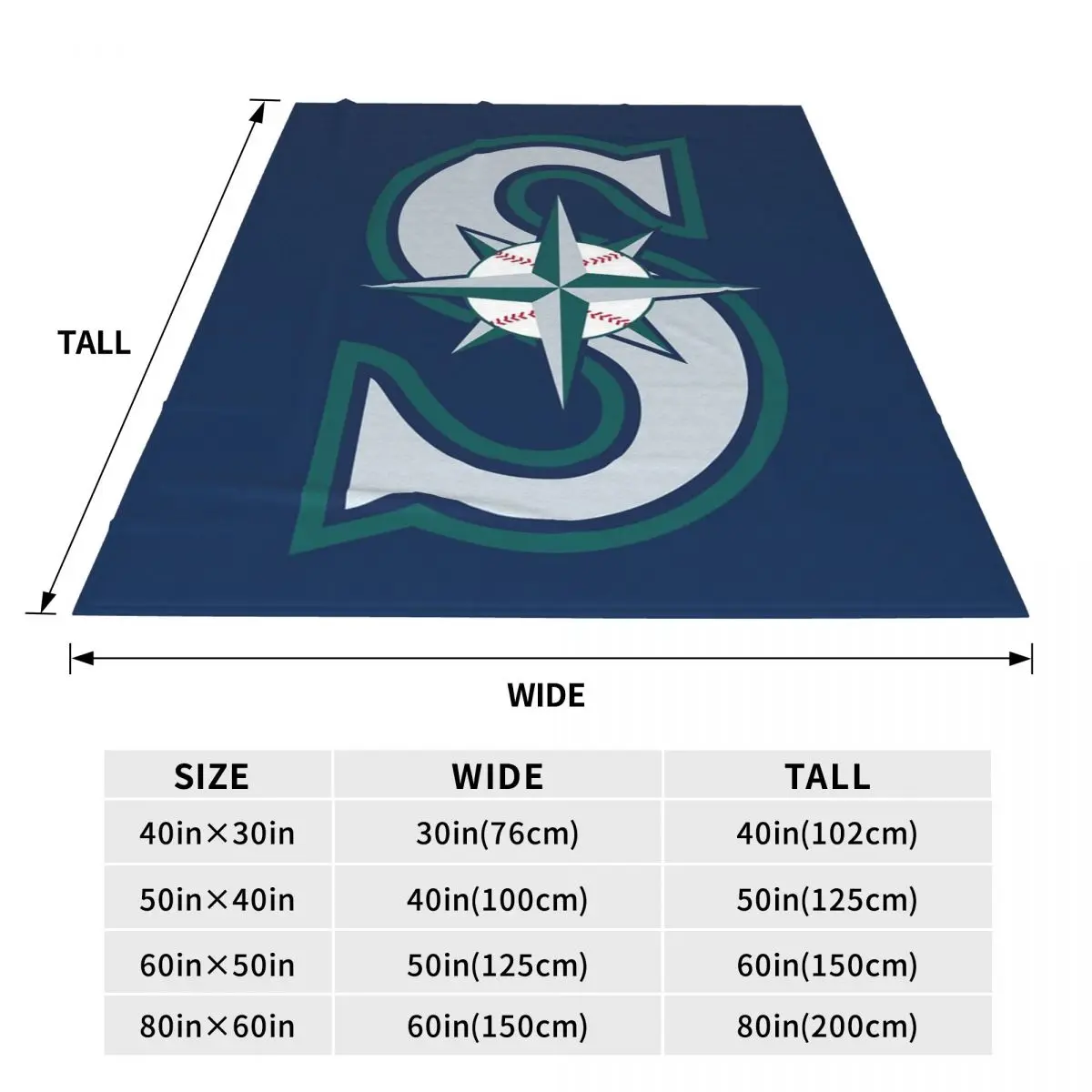 Seattle Mariners The M's Blanket Soft Warm Flannel Throw Blanket Bedspread for Bed Travel Home Couch