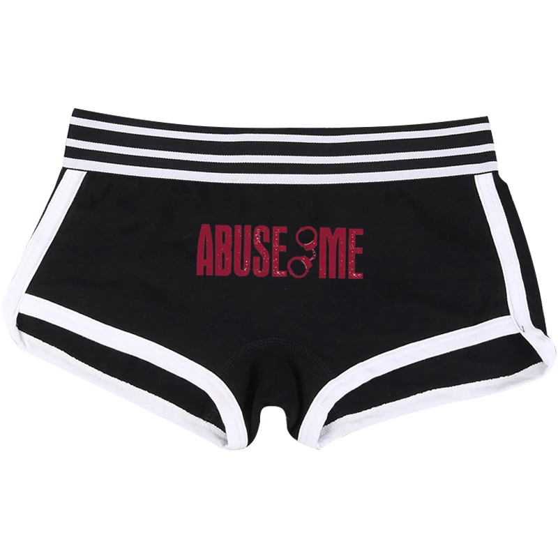 ABUSE ME Female Funny Boxer Shorts Cotton Boy Shorts Wife Gift Cute Underwear for Women Girl Panties Breathable Womens Intimates