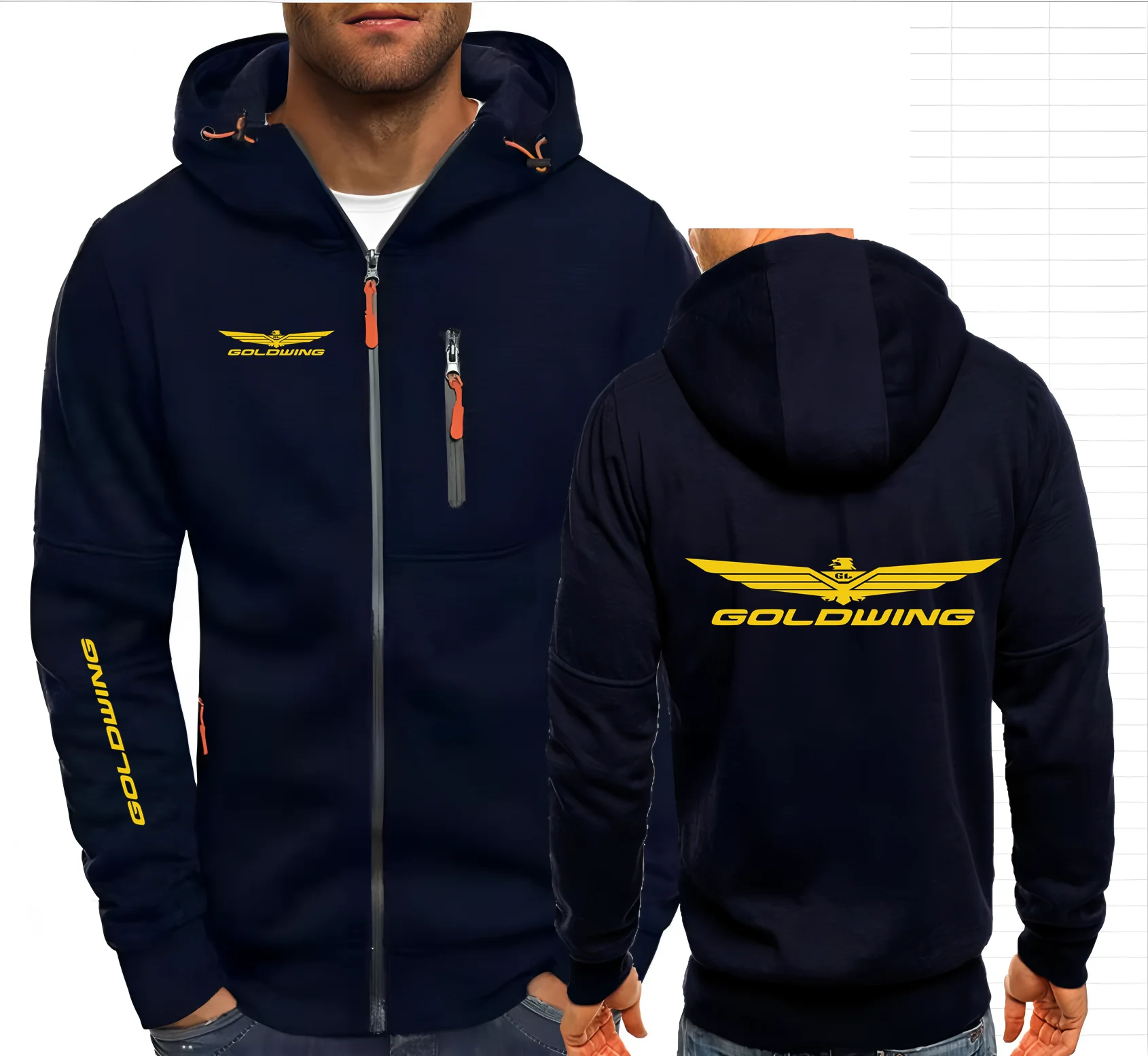 Asa de ouro 1500 1800 motocicleta moletom com capuz masculino com zíper moletom com capuz roupas esportivas jaqueta casual S-4XL