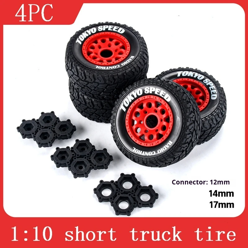 Pyfore Rc Remote Control Toy Car Accessories 1:10 Thunder Magic Short Truck Tire Off Road Model Vehicle Flying God V4 W251 4pc