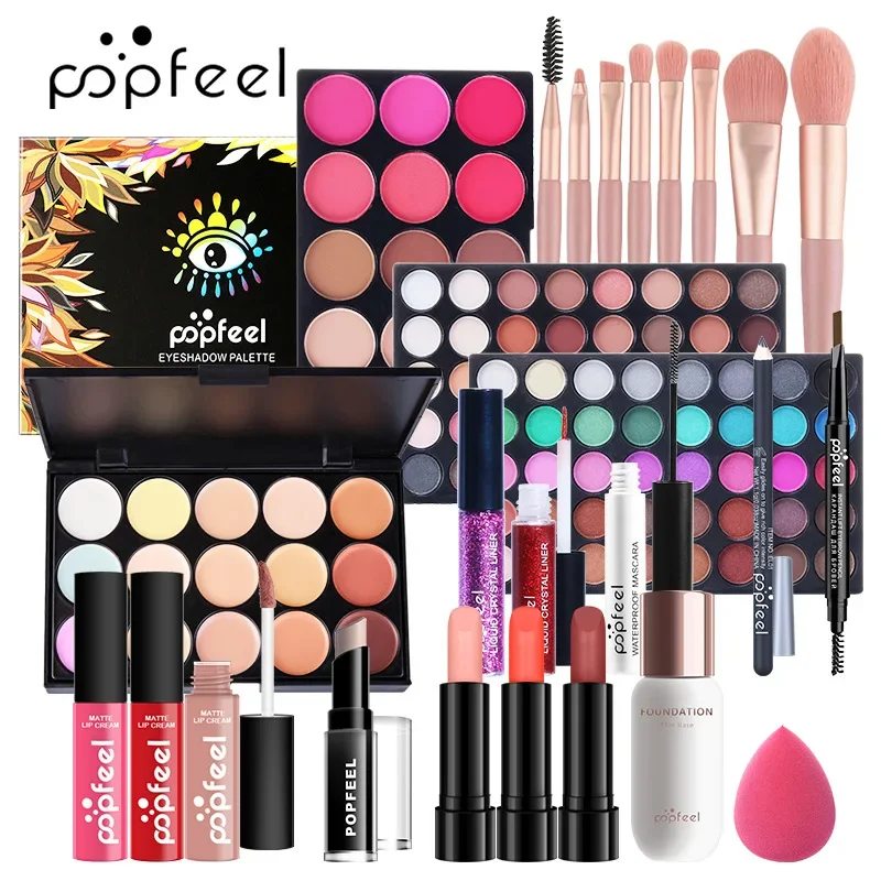 Best-Selling Popfeel Makeup Kit Full Set All in One Eyeshadow Eyeliner Lipstick Foundation Luxe Sets Gifts for Women Cosmetics