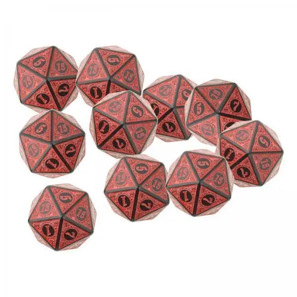 Acrylic Polyhedral Dice Set 20 Sided English Letters Unique Wear Resistant Puzzle Game Accessory for Role Playing Party