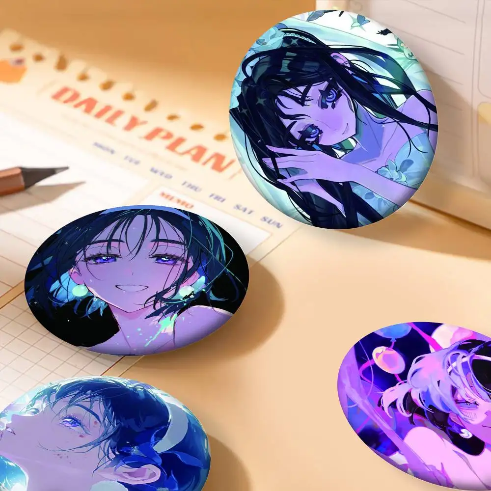 Anime Alien Stage Sua Pins Badges Round Laser Badge Brooch Clothes Backpack Accessories
