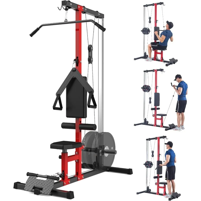 Máquina desplegable LAT, máquina de cables multifuncional con estación de polea alta y baja, máquina de cables de fila para gimnasio en casa