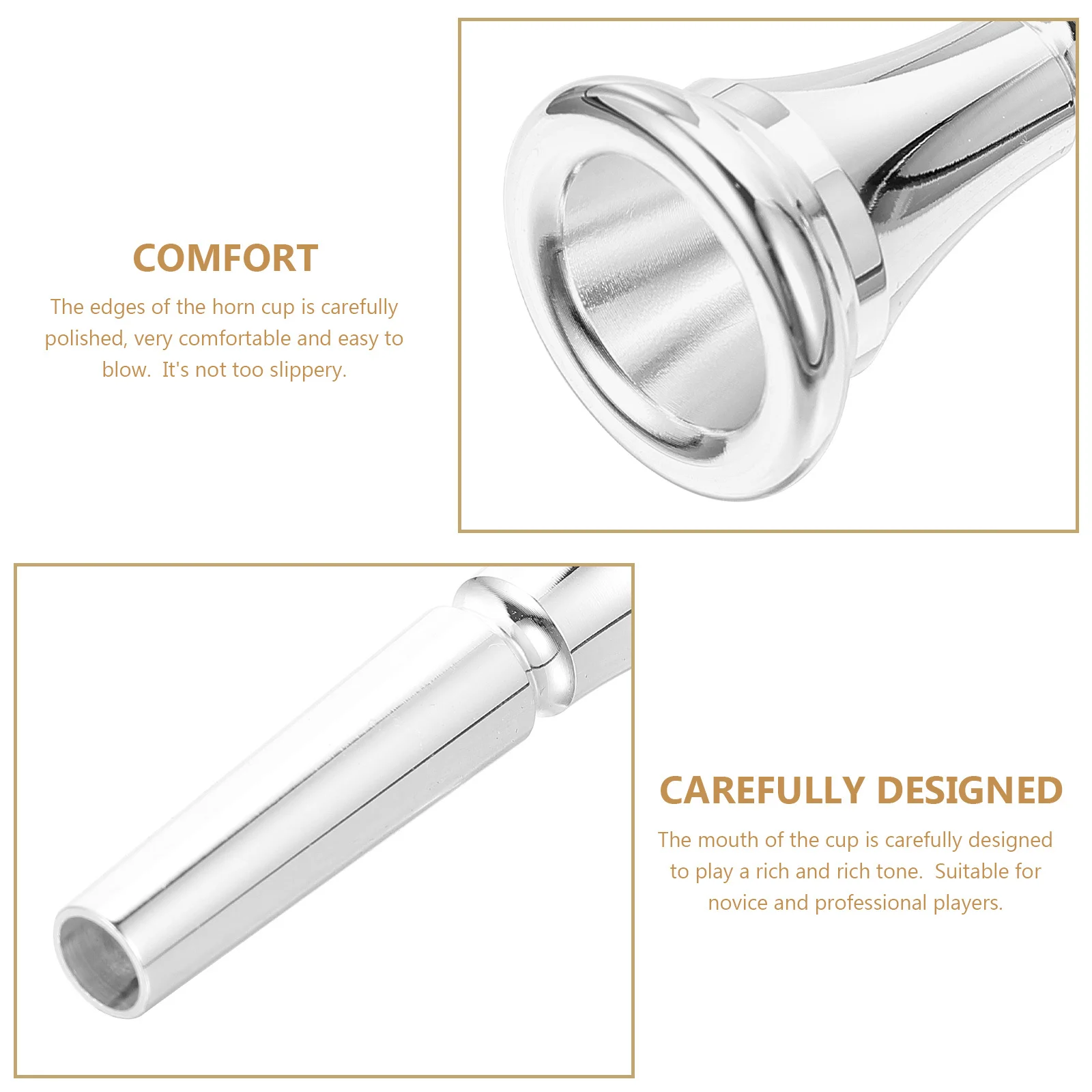 

Horn Mouthpiece Portable Durable Accessory for Students Intermediate Professional Players Easy Clean Good Sound Effect