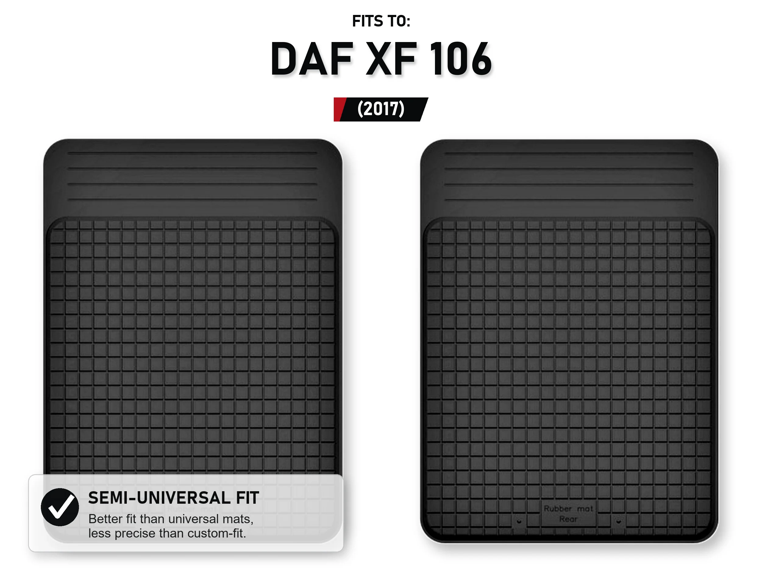 Achtermatten Rubberen bakmatten voor: Daf Xf 106 2017, 2 stuks
