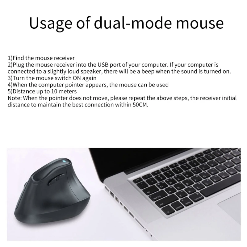 2.4G Bluetooth-compatible Wireless Vertical Ergonomic Mouse 4800DPI Vertical Mouse for PC Computer Notebook Laptop R58F