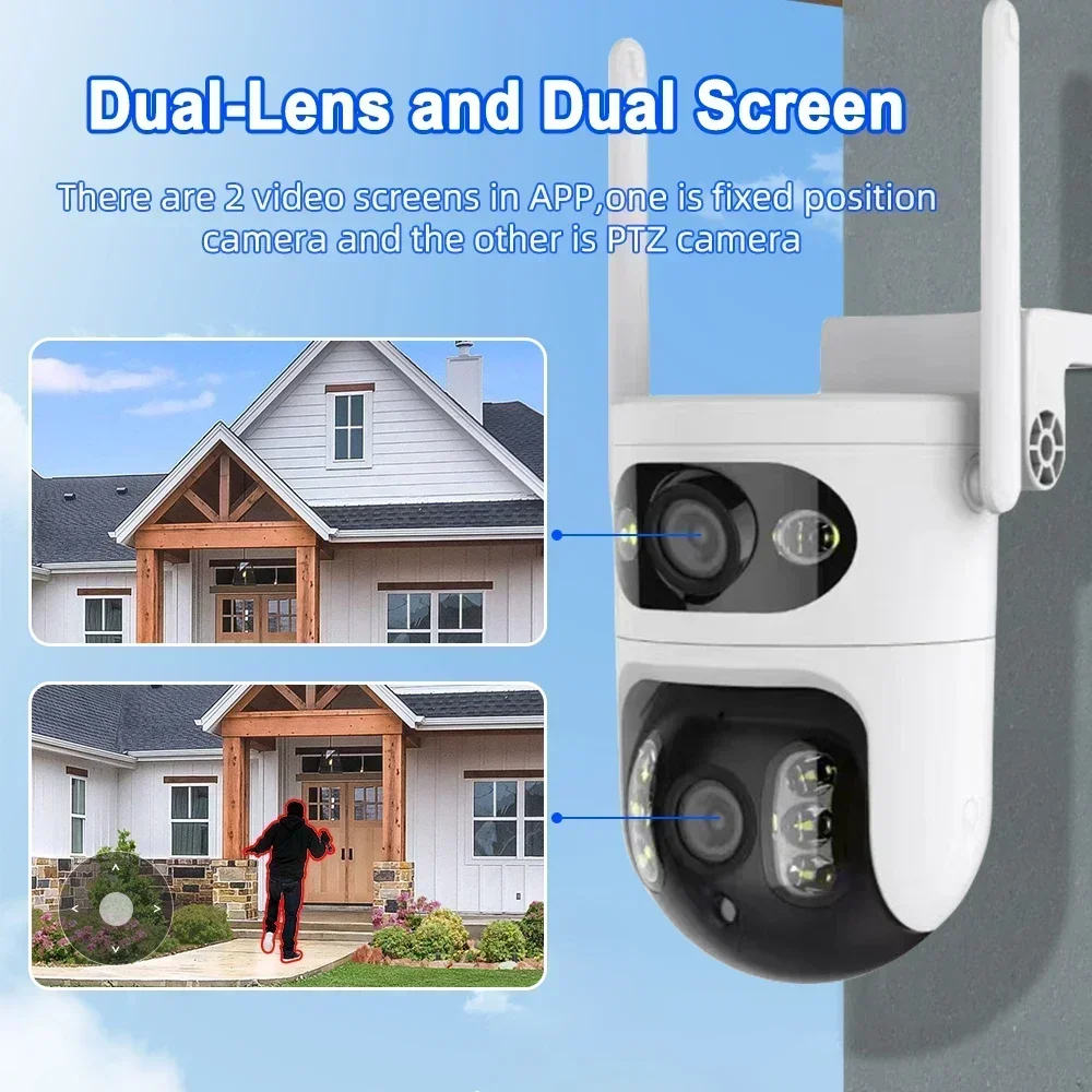 Dual Lens 6MP 2K Security Camera YI IOT 2.4G Wireless Wifi Camera PTZ Cameras Color Night Vision Two Way Audio 4X Digital Zoom